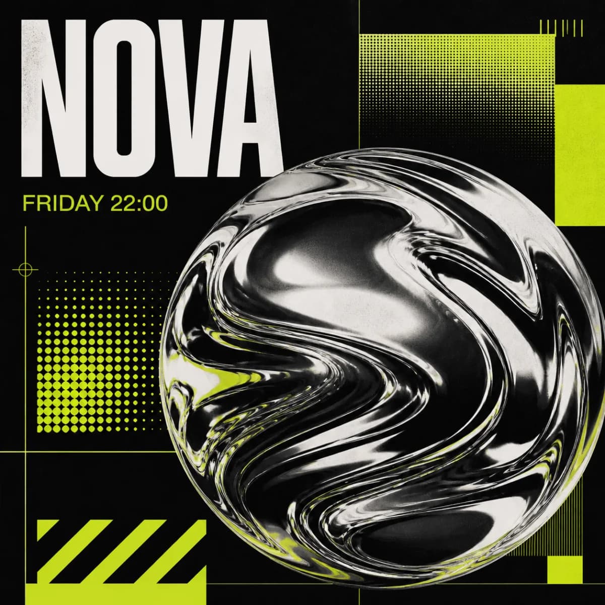 Acid-lime and chrome event poster